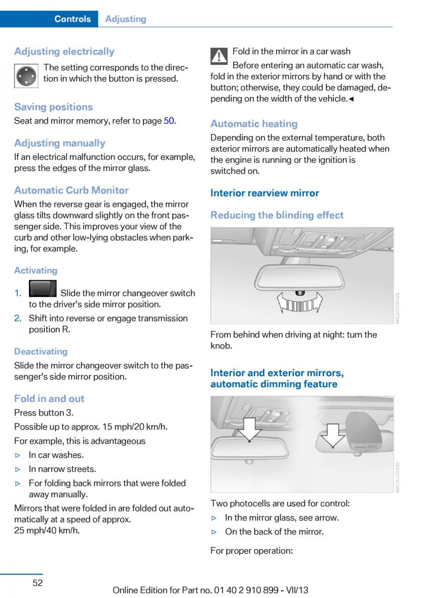 BMW X6 M Power F16 owners manual / page 52