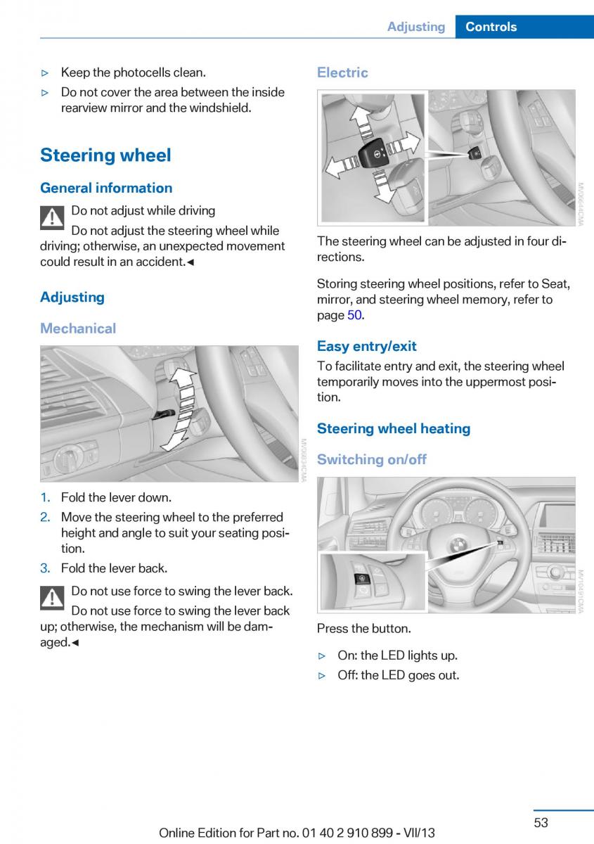 BMW X6 M Power F16 owners manual / page 53