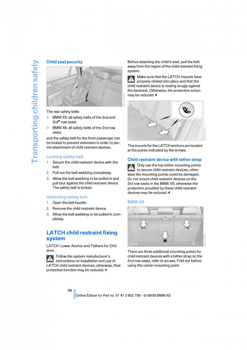 BMW X5 X6 E71 E72 owners manual / page 58