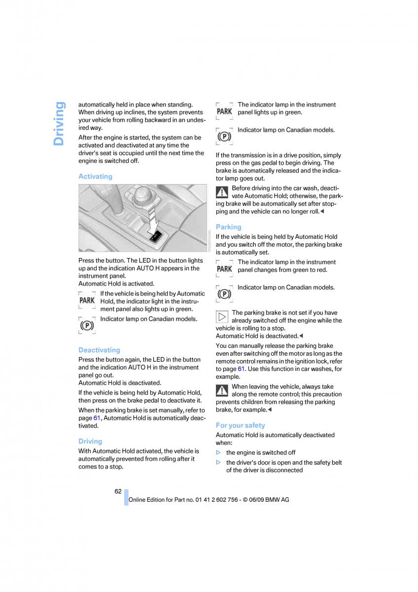 BMW X5 X6 E71 E72 owners manual / page 64