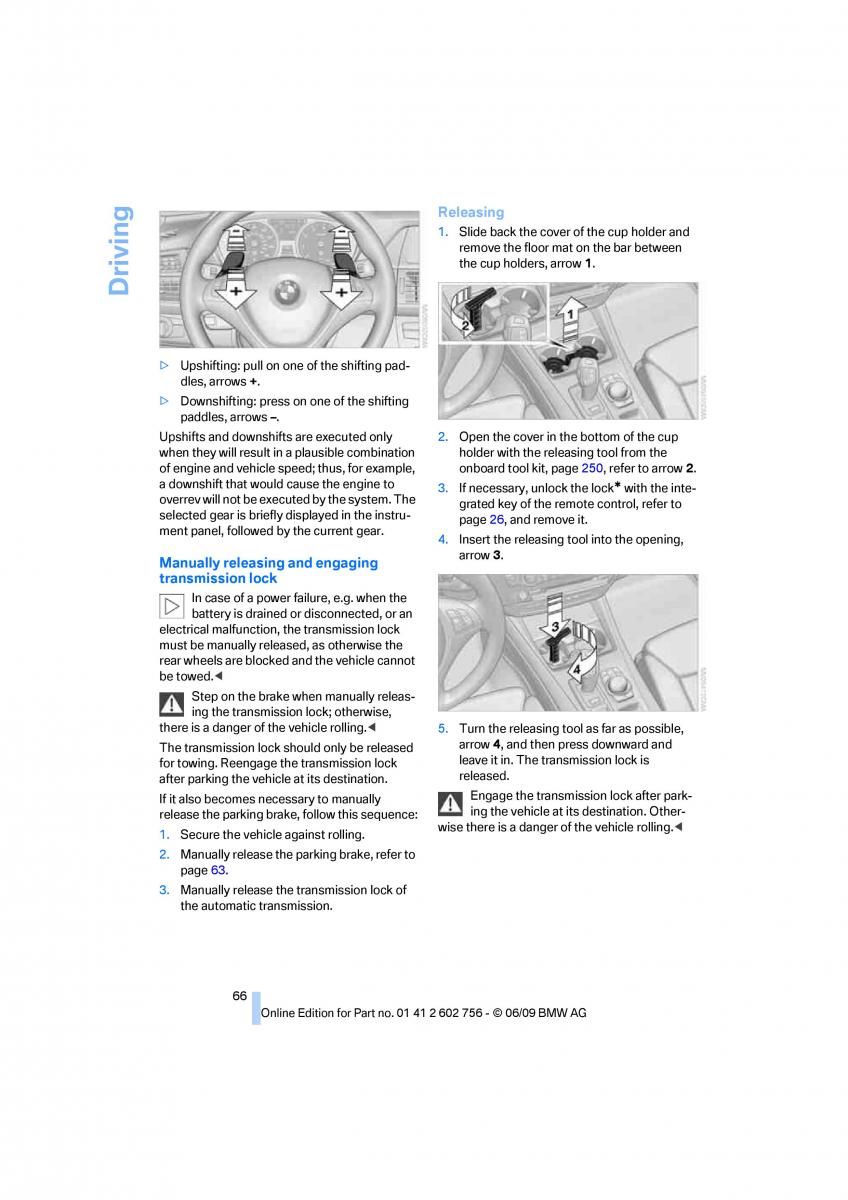 BMW X5 X6 E71 E72 owners manual / page 68