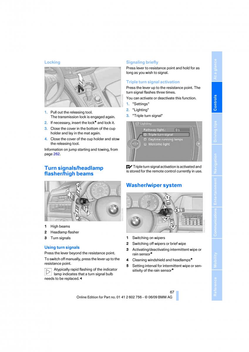 BMW X5 X6 E71 E72 owners manual / page 69