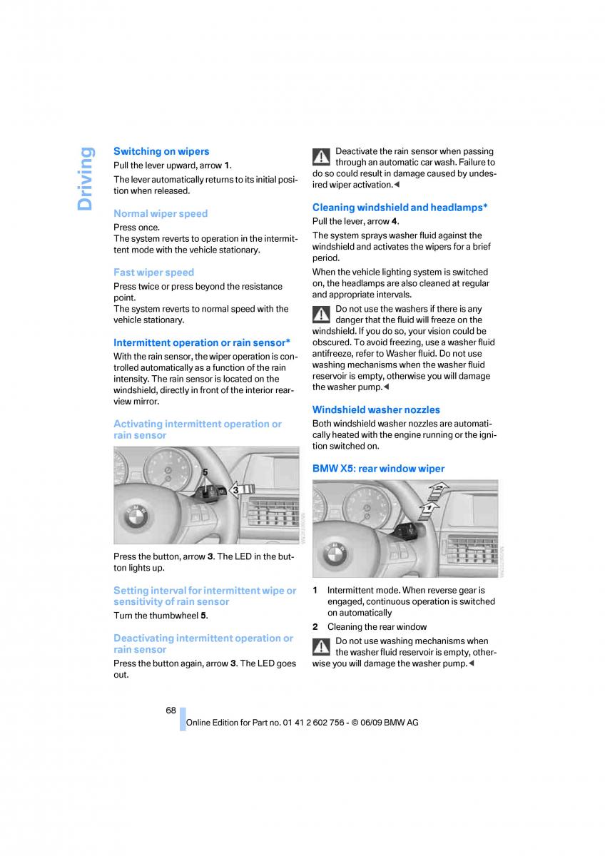 BMW X5 X6 E71 E72 owners manual / page 70