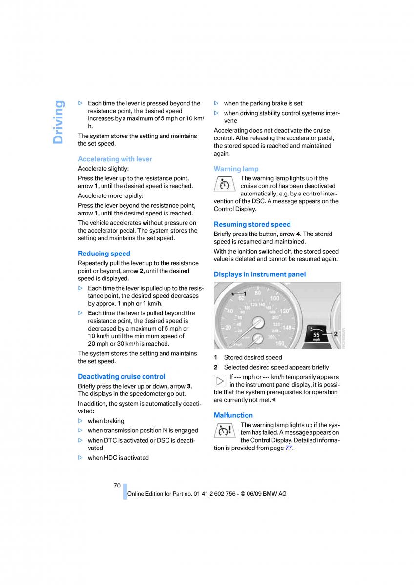 BMW X5 X6 E71 E72 owners manual / page 72