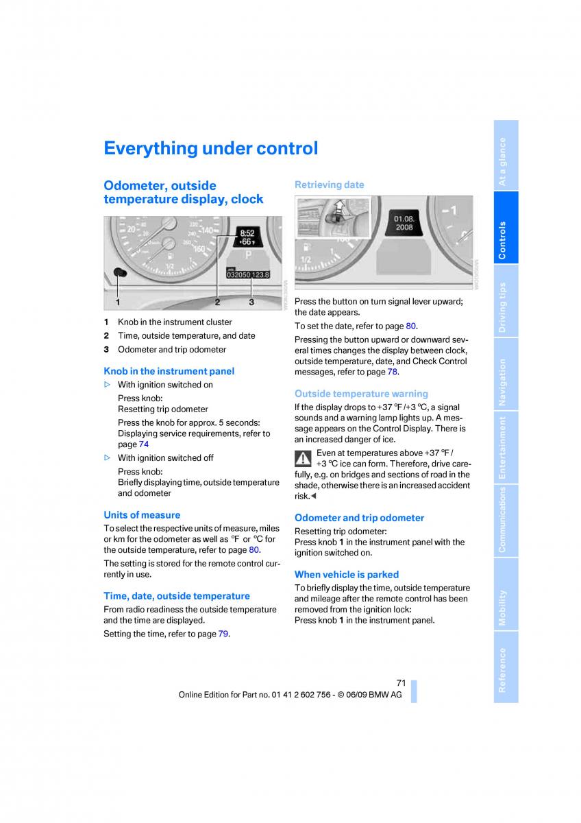 BMW X5 X6 E71 E72 owners manual / page 73