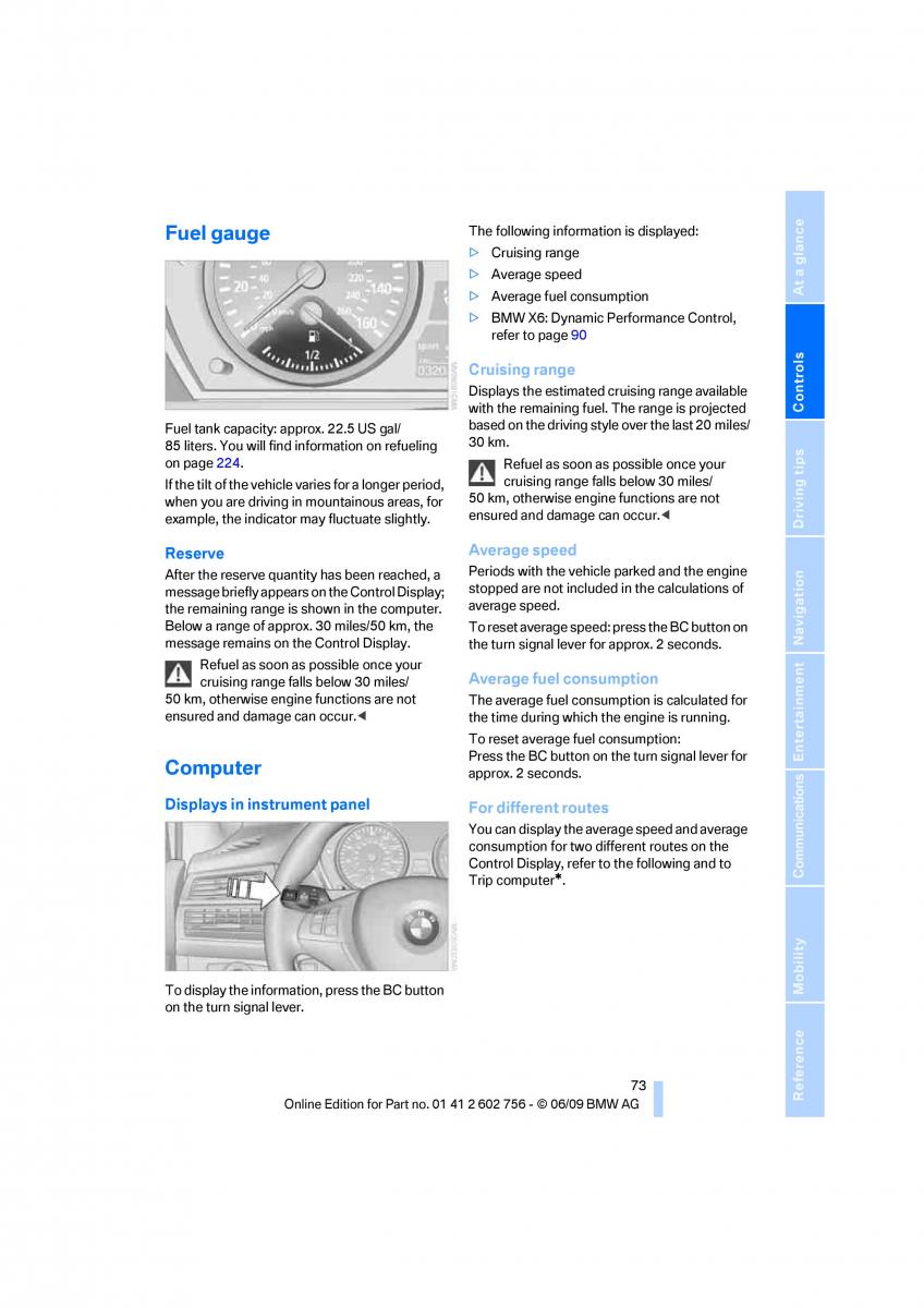 BMW X5 X6 E71 E72 owners manual / page 75