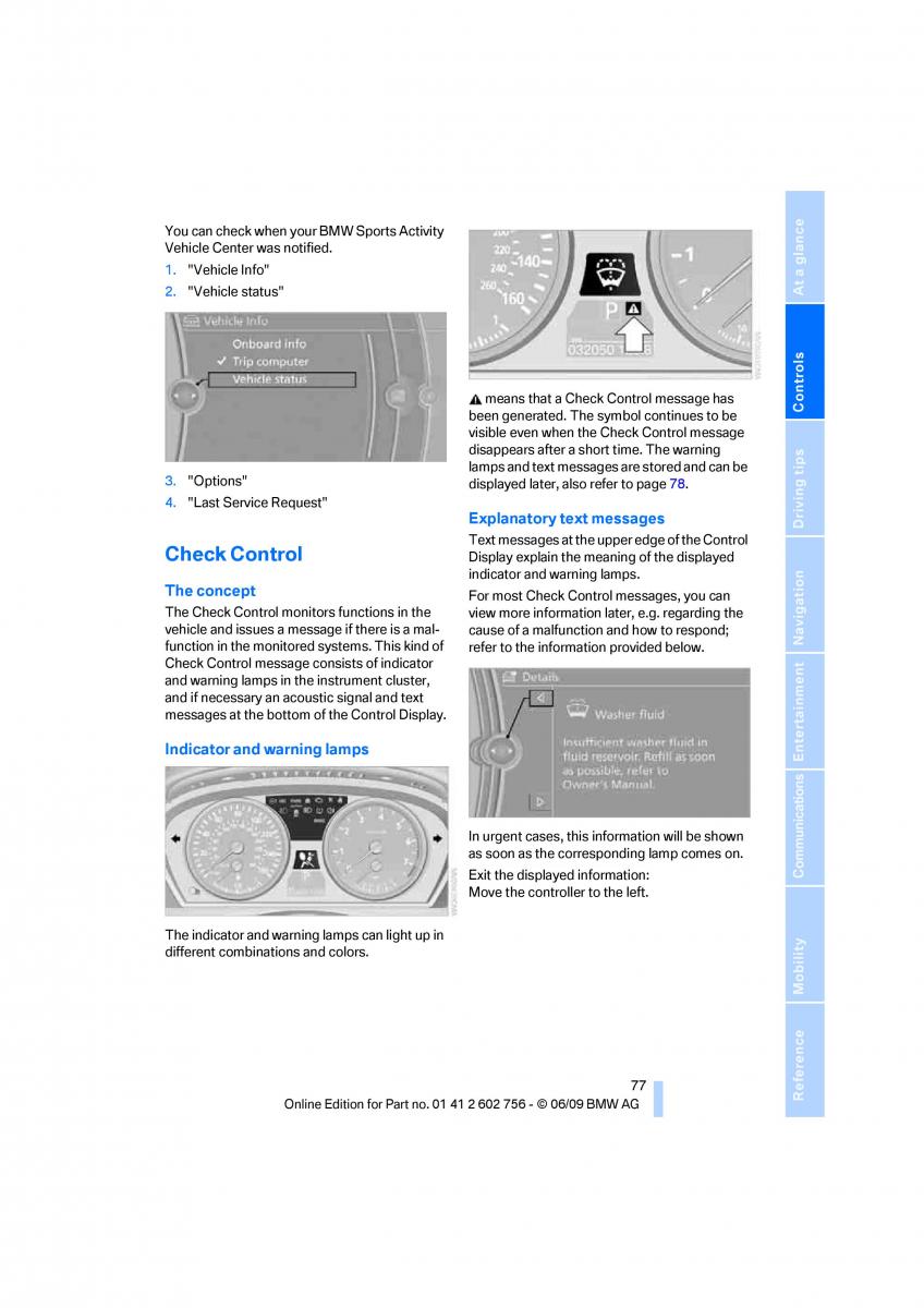 BMW X5 X6 E71 E72 owners manual / page 79