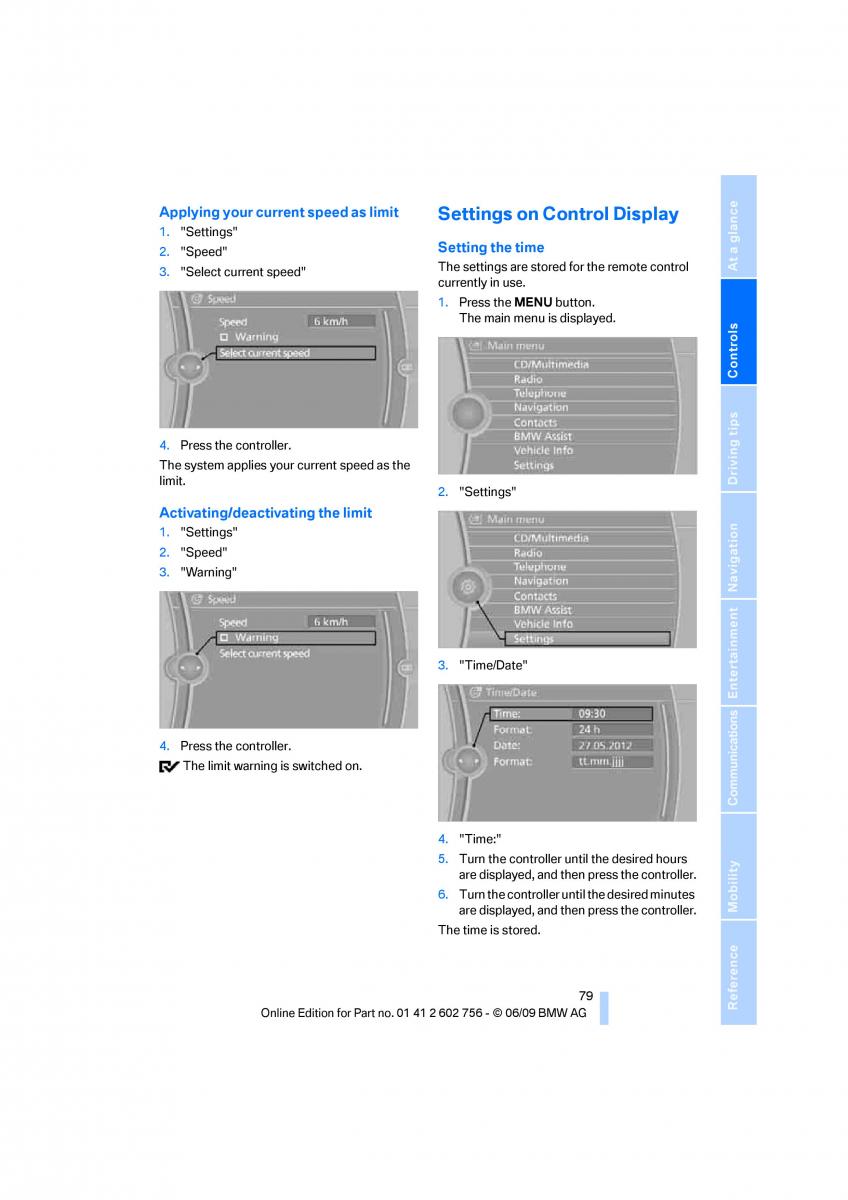 BMW X5 X6 E71 E72 owners manual / page 81