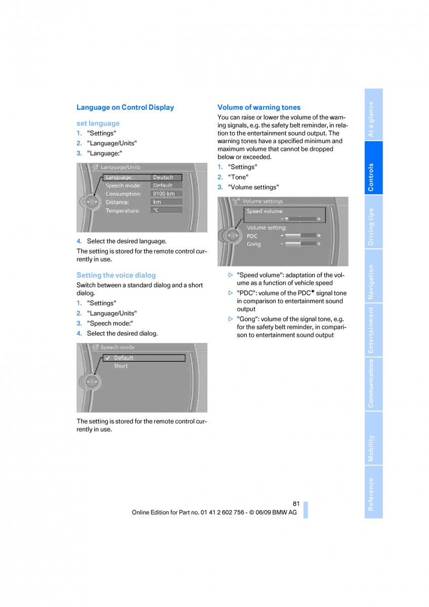 BMW X5 X6 E71 E72 owners manual / page 83