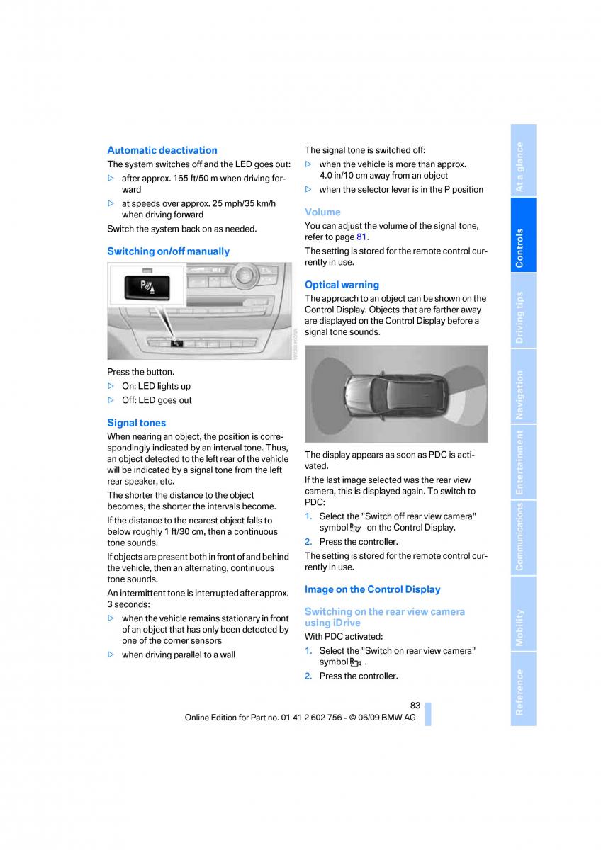 BMW X5 X6 E71 E72 owners manual / page 85