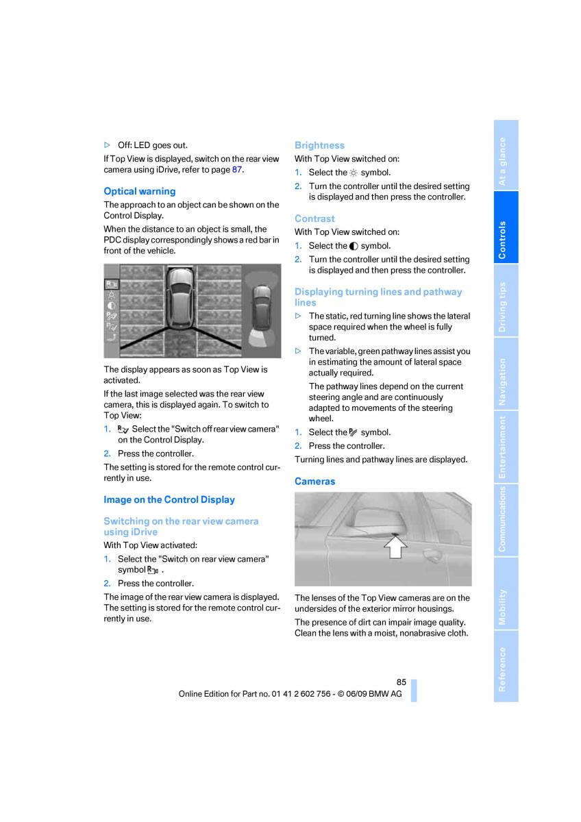 BMW X5 X6 E71 E72 owners manual / page 87