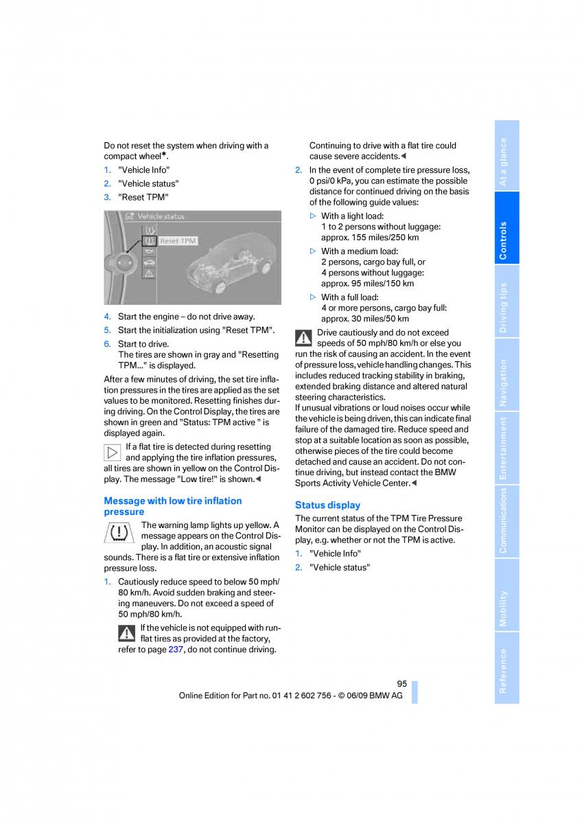 BMW X5 X6 E71 E72 owners manual / page 97