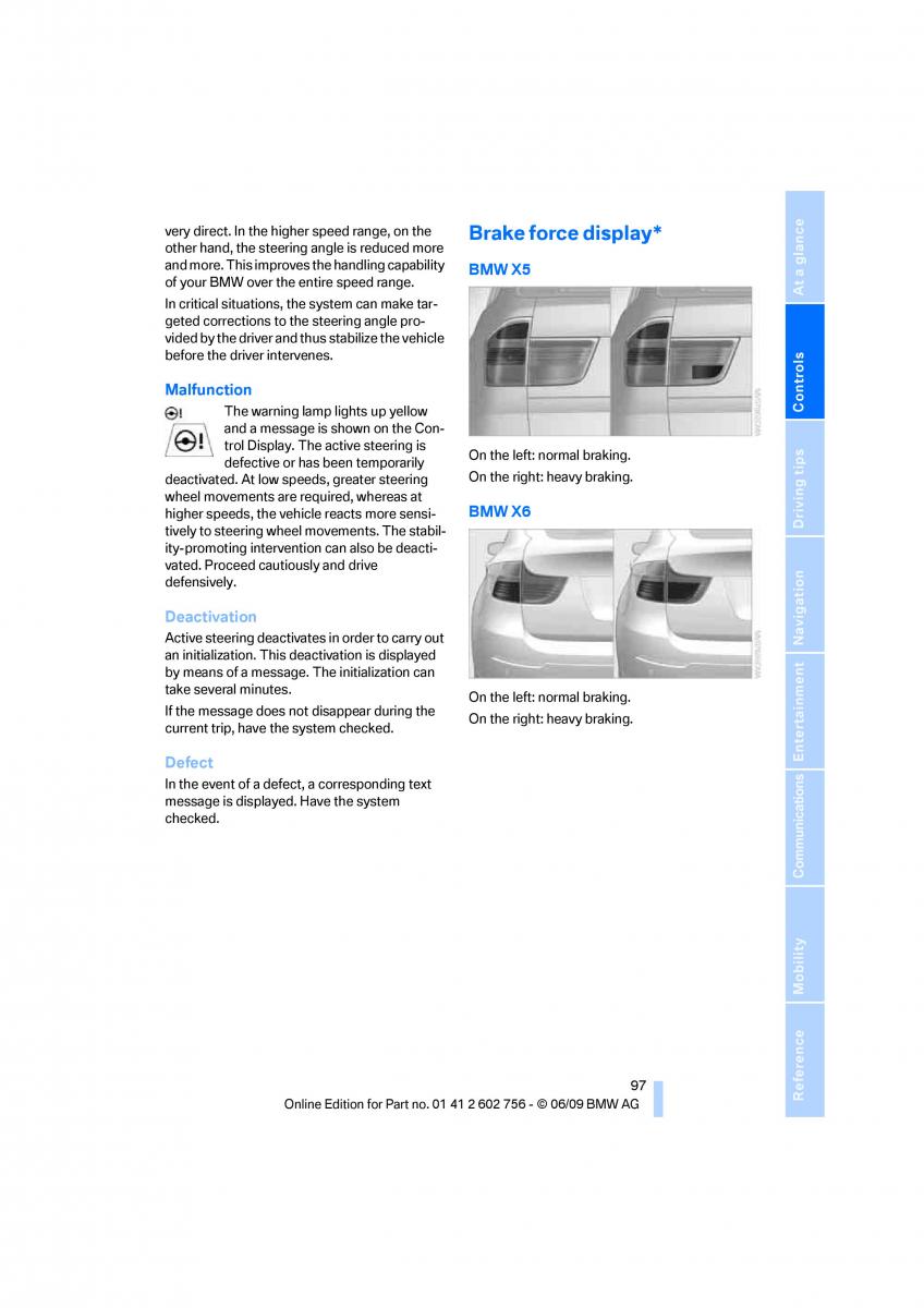 BMW X5 X6 E71 E72 owners manual / page 99