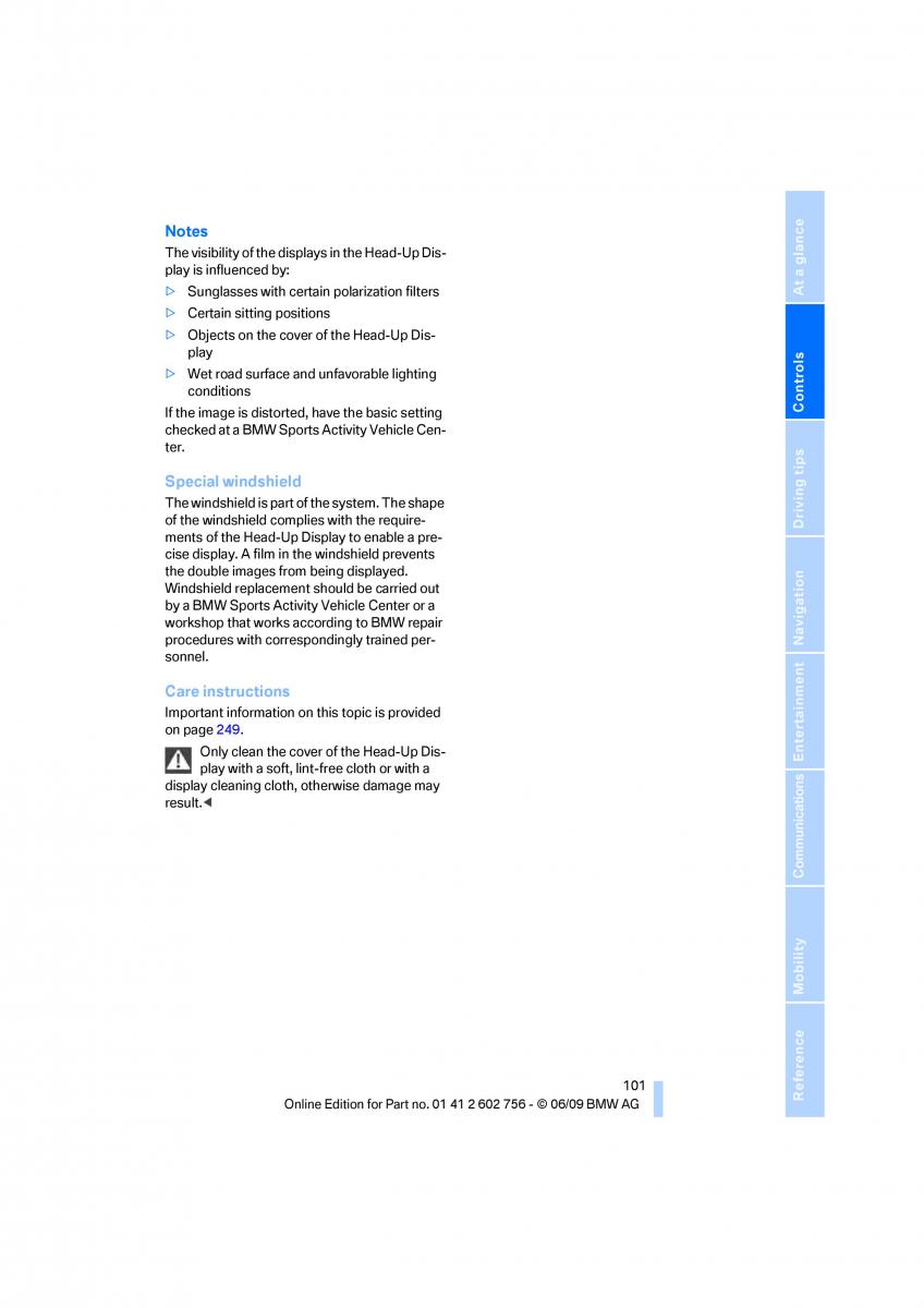 BMW X5 X6 E71 E72 owners manual / page 103