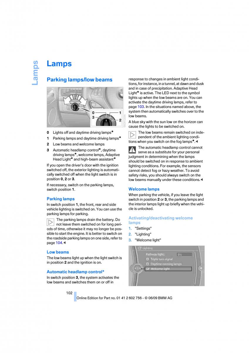 BMW X5 X6 E71 E72 owners manual / page 104