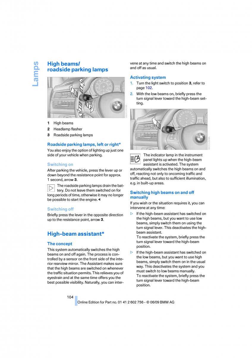 BMW X5 X6 E71 E72 owners manual / page 106