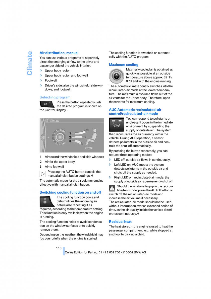 BMW X5 X6 E71 E72 owners manual / page 112