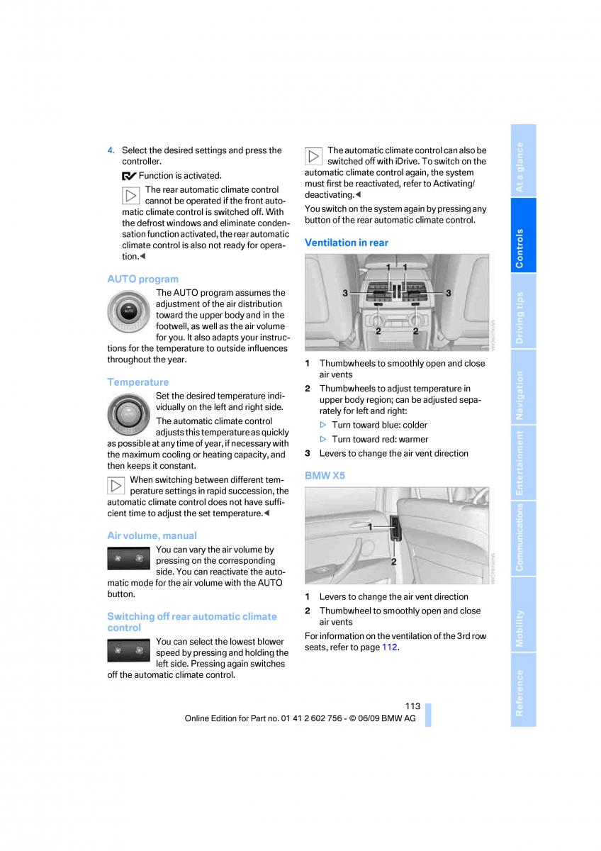 BMW X5 X6 E71 E72 owners manual / page 115