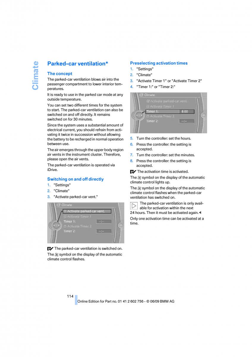 BMW X5 X6 E71 E72 owners manual / page 116