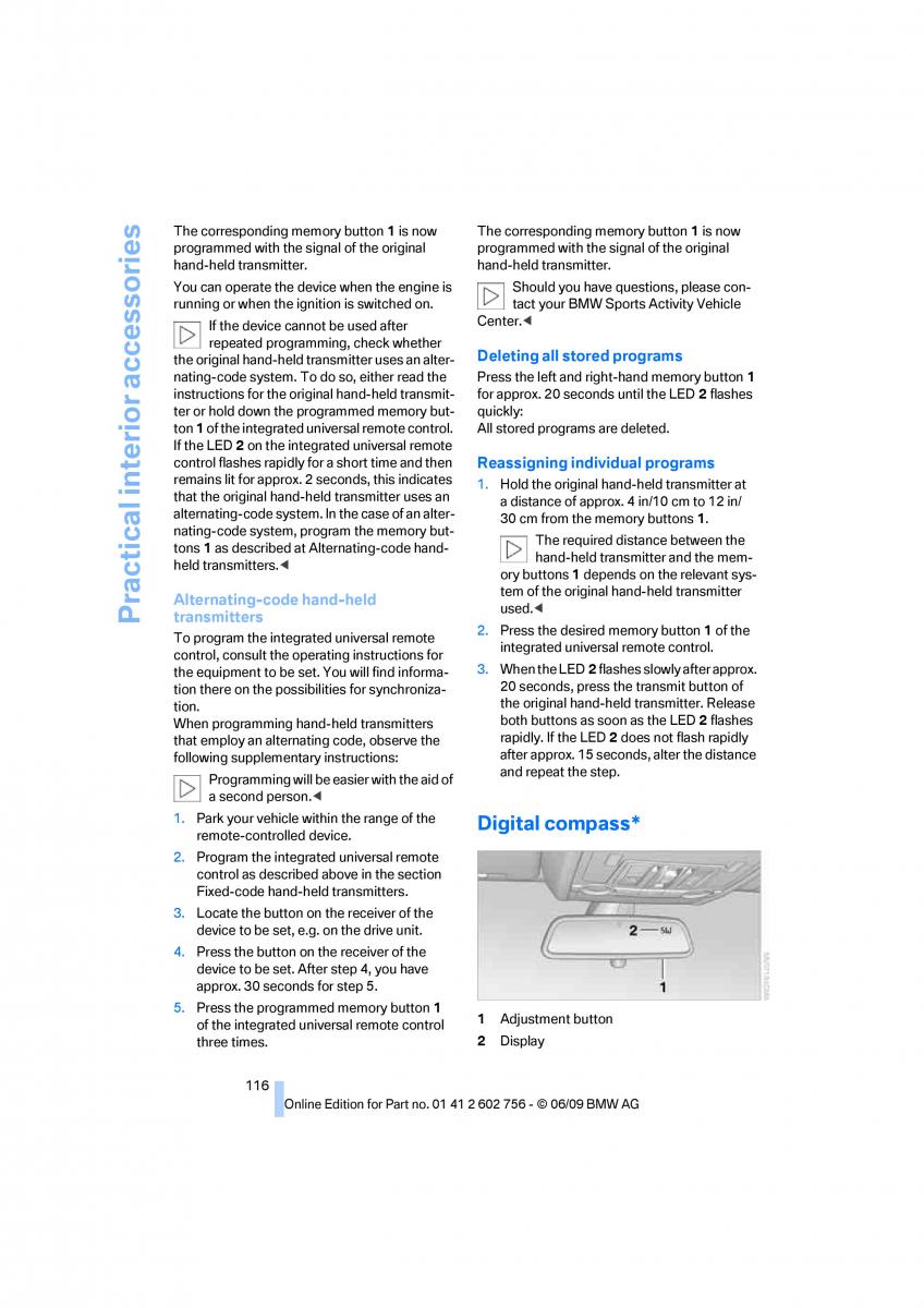 BMW X5 X6 E71 E72 owners manual / page 118