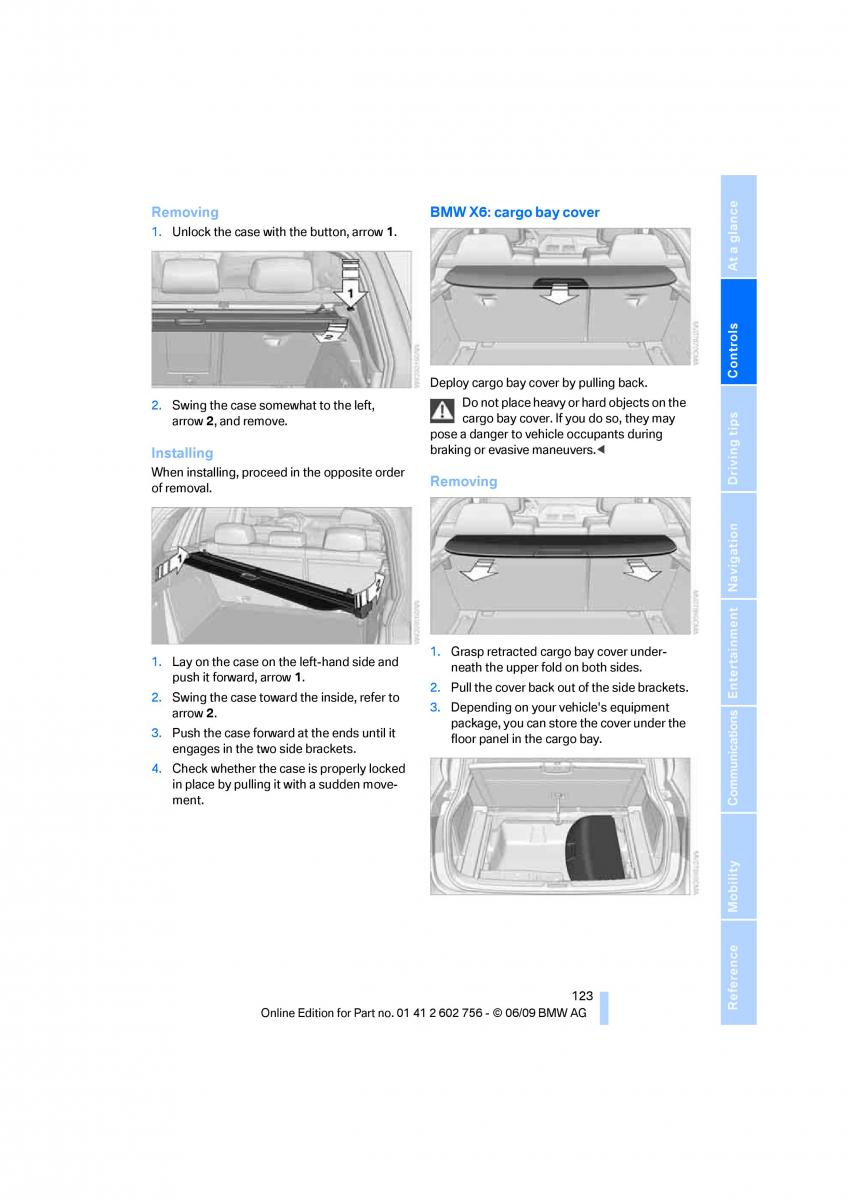 BMW X5 X6 E71 E72 owners manual / page 125