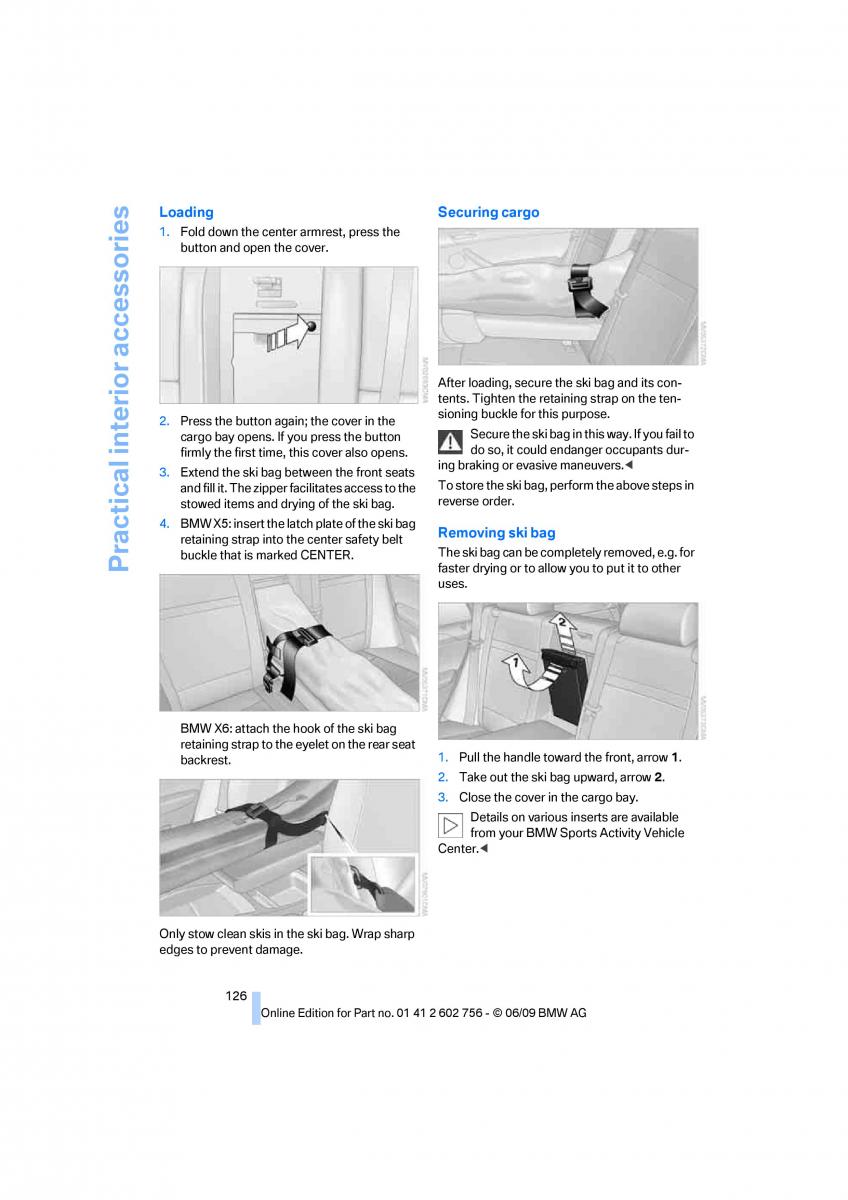 BMW X5 X6 E71 E72 owners manual / page 128