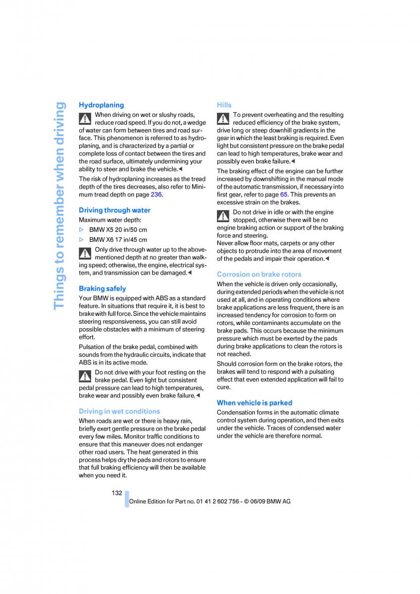 BMW X5 X6 E71 E72 owners manual / page 134