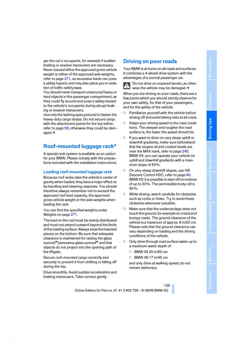 BMW X5 X6 E71 E72 owners manual / page 137