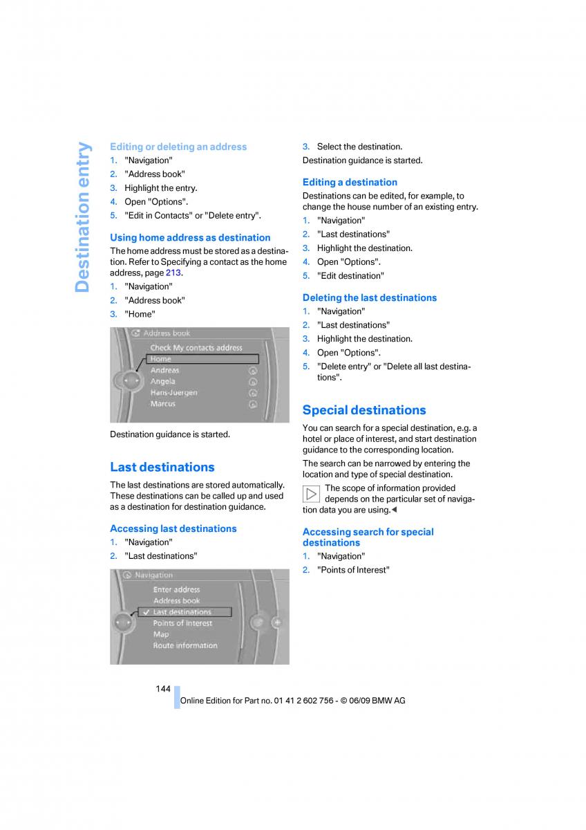 BMW X5 X6 E71 E72 owners manual / page 146