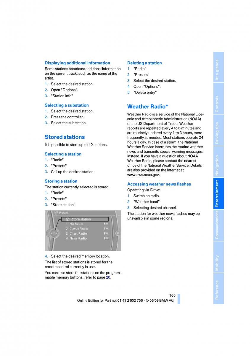 BMW X5 X6 E71 E72 owners manual / page 167