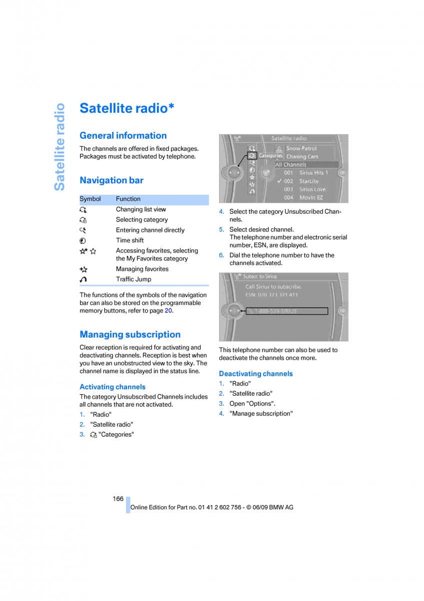 BMW X5 X6 E71 E72 owners manual / page 168