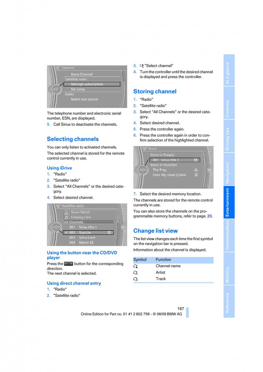 BMW X5 X6 E71 E72 owners manual / page 169