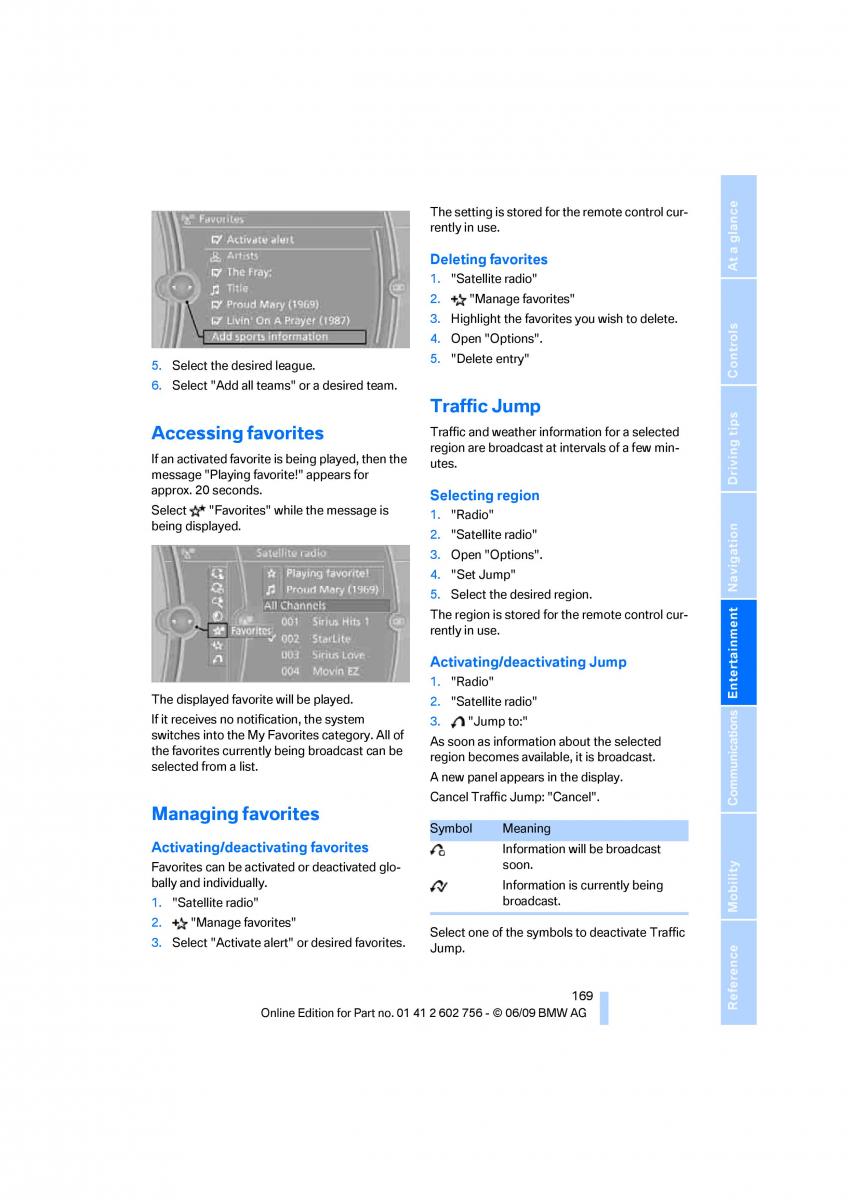 BMW X5 X6 E71 E72 owners manual / page 171