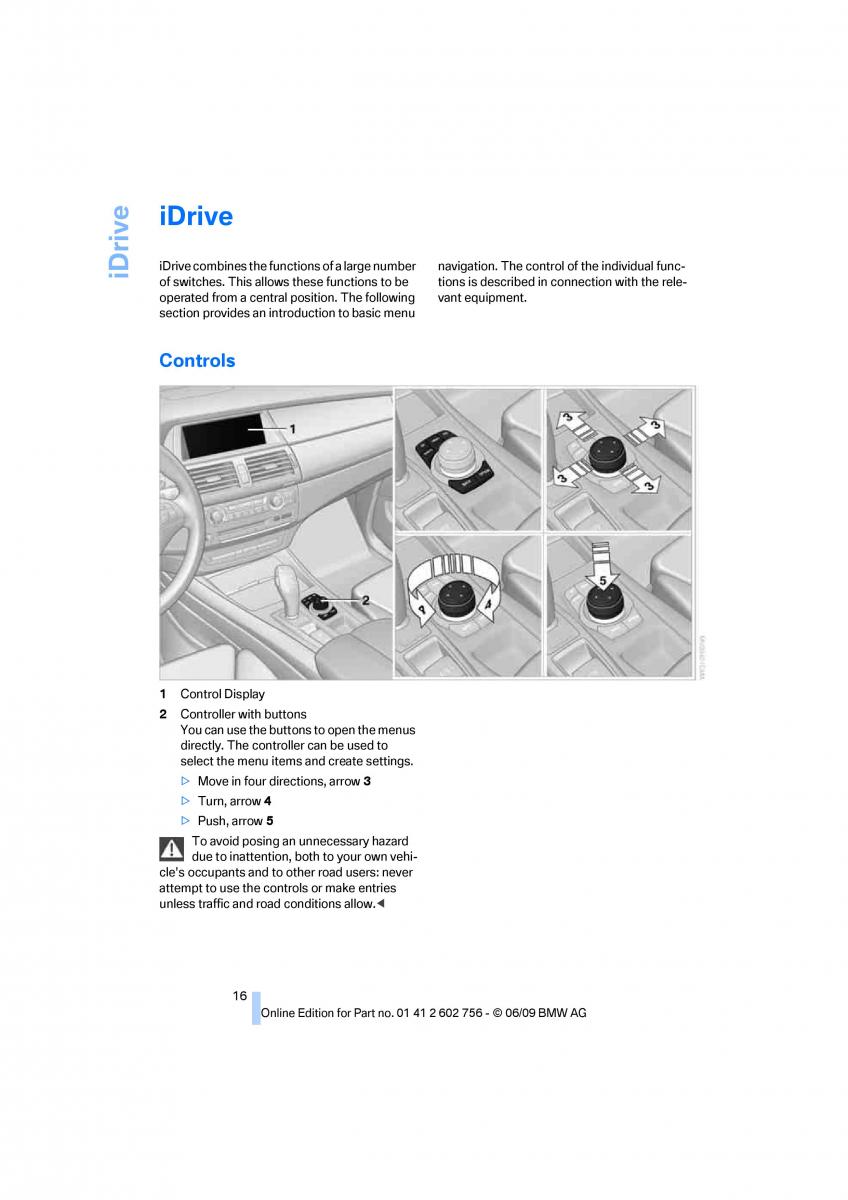 BMW X5 X6 E71 E72 owners manual / page 18