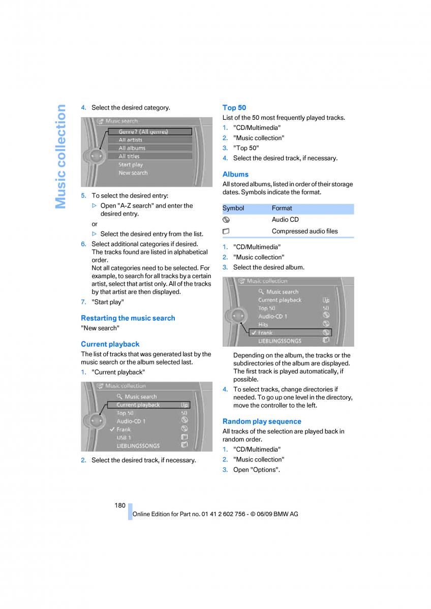 BMW X5 X6 E71 E72 owners manual / page 182