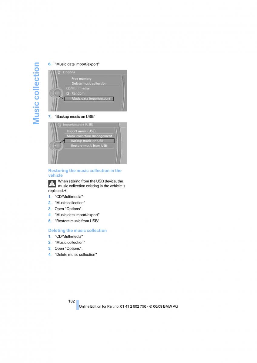 BMW X5 X6 E71 E72 owners manual / page 184