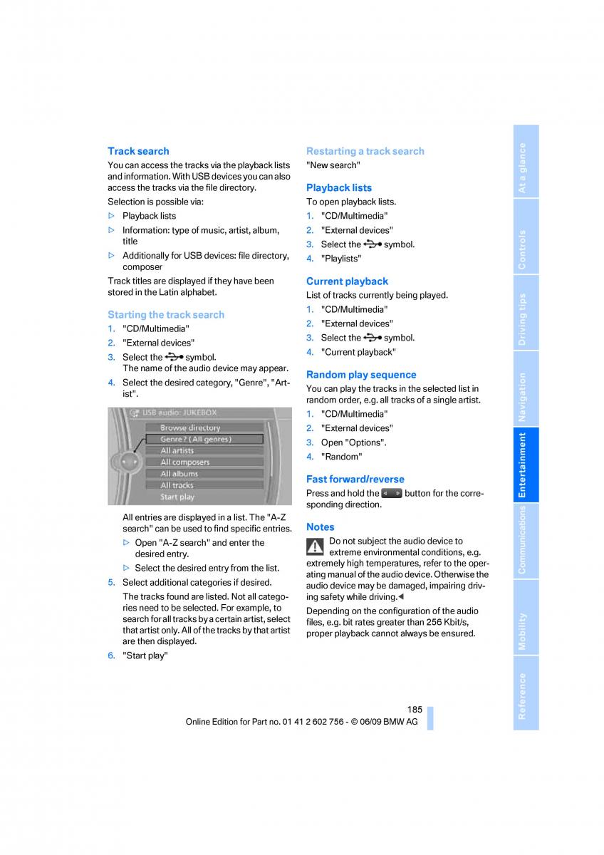 BMW X5 X6 E71 E72 owners manual / page 187