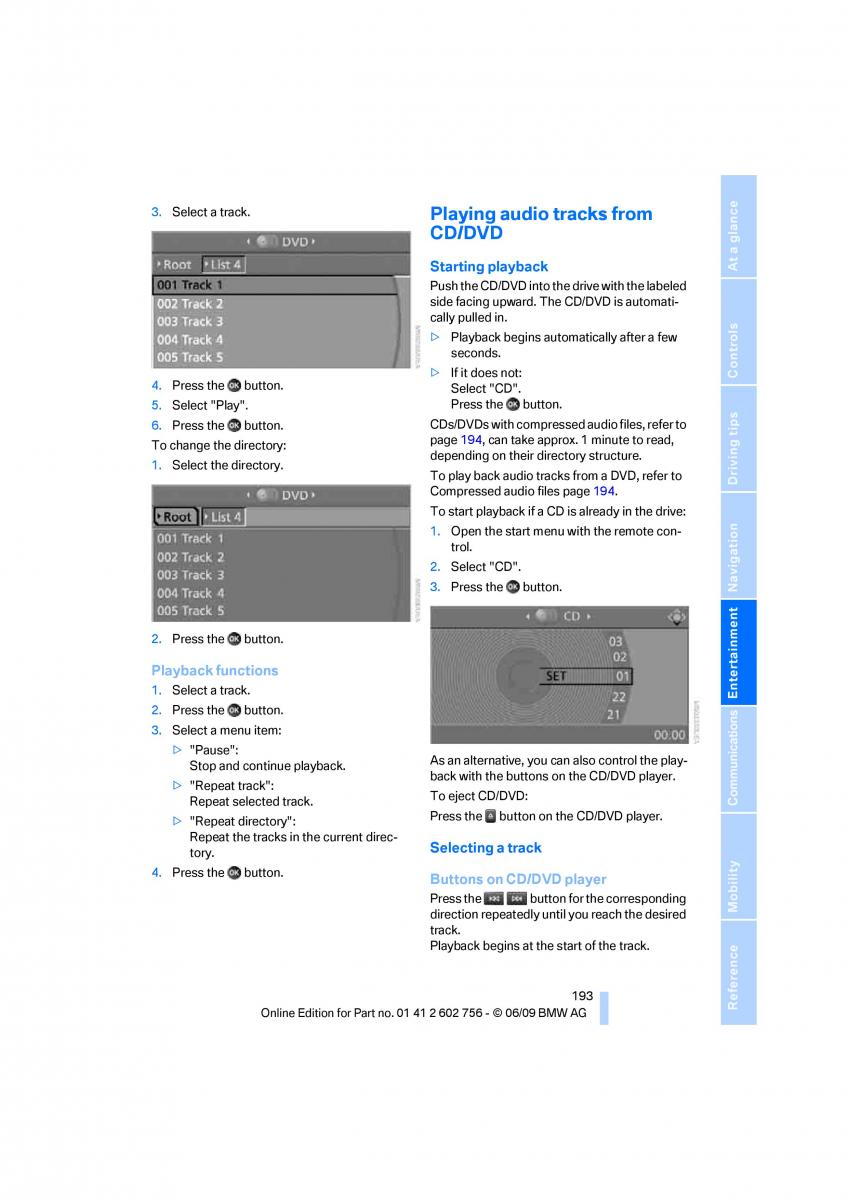 BMW X5 X6 E71 E72 owners manual / page 195