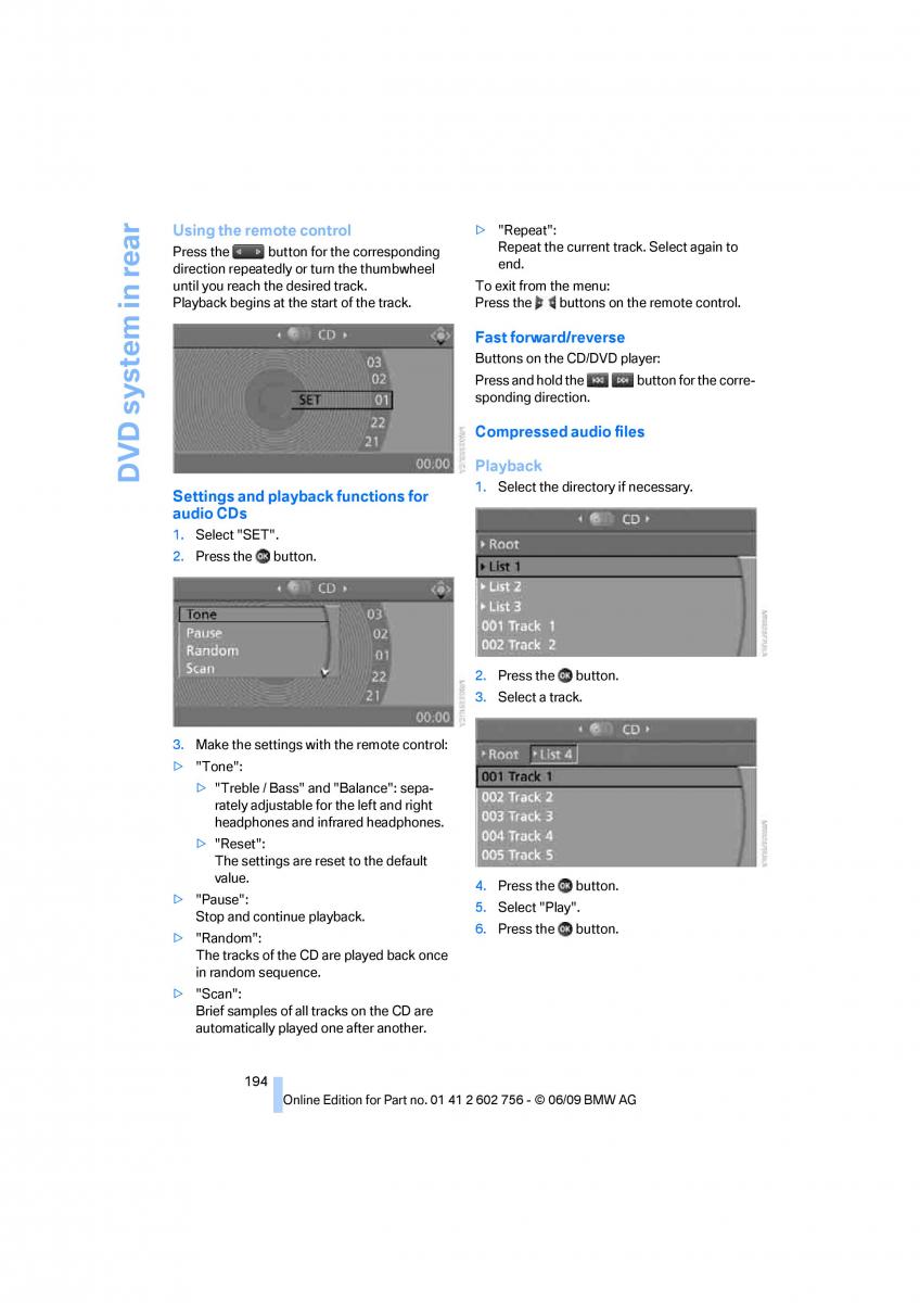 BMW X5 X6 E71 E72 owners manual / page 196