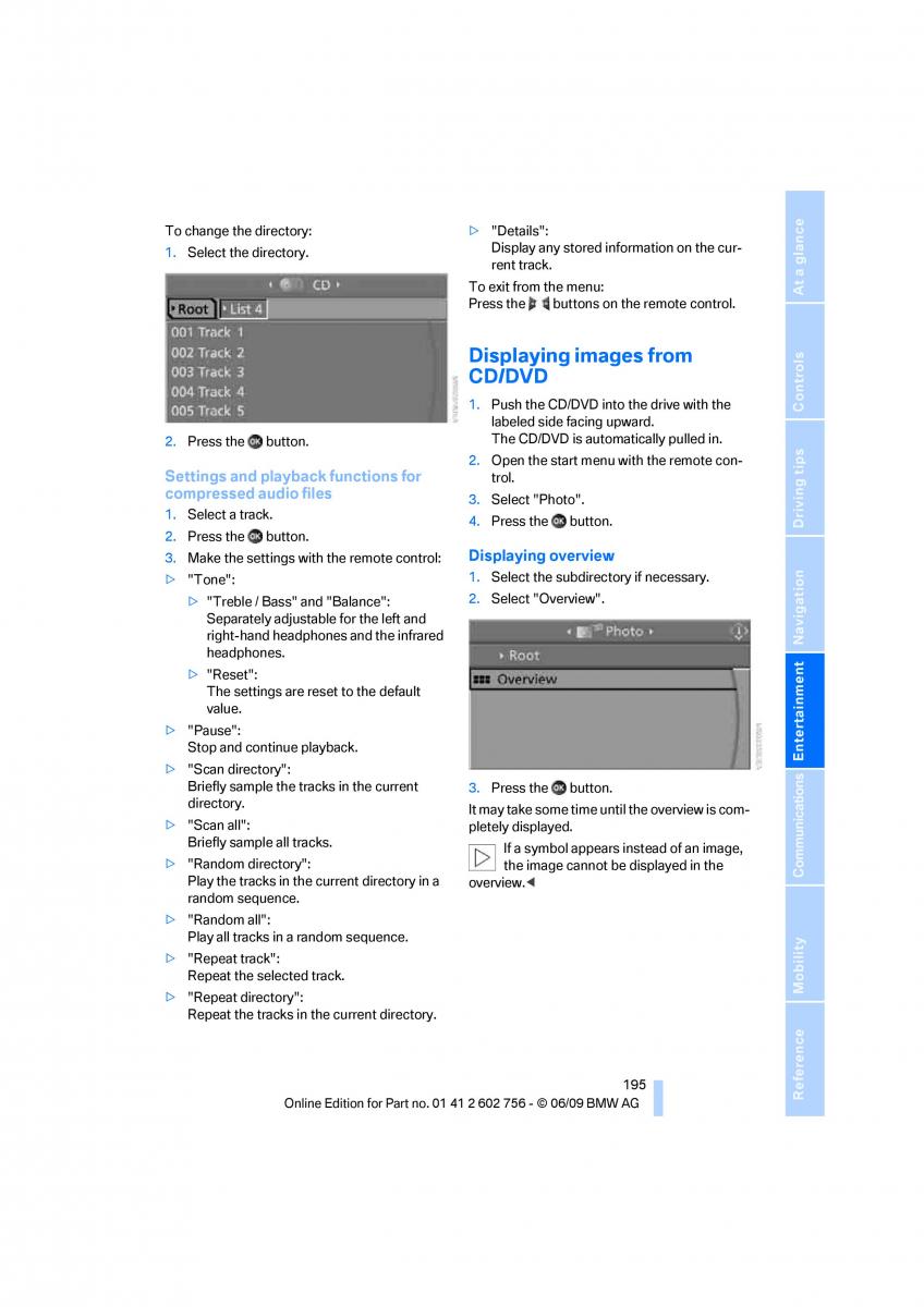 BMW X5 X6 E71 E72 owners manual / page 197