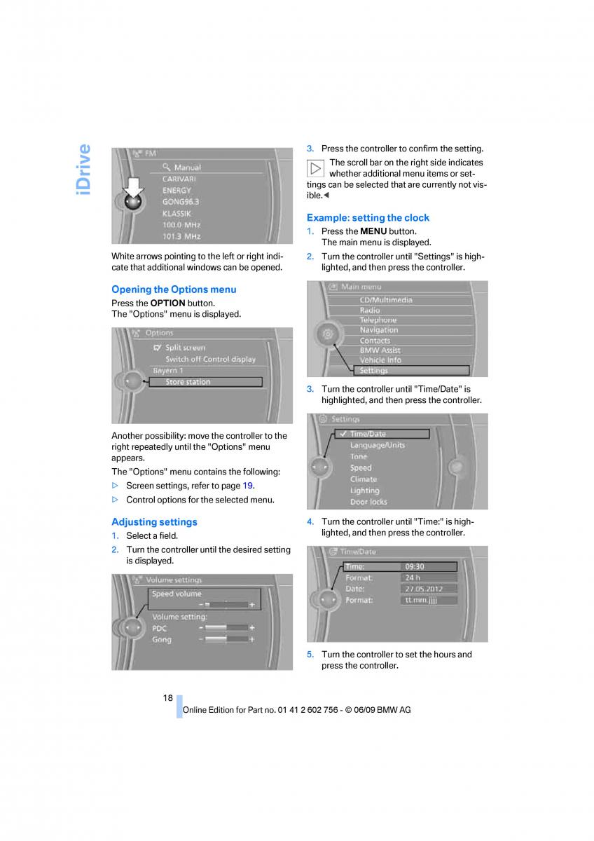 BMW X5 X6 E71 E72 owners manual / page 20