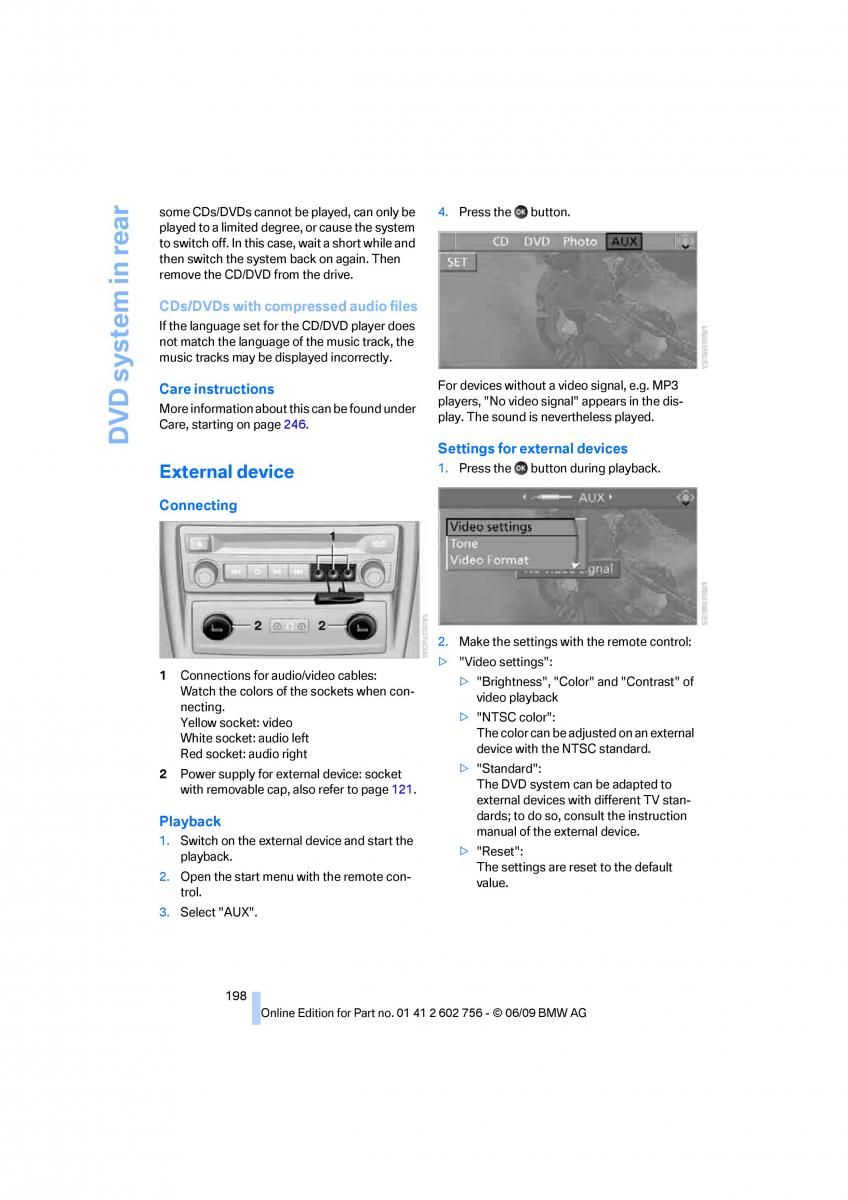 BMW X5 X6 E71 E72 owners manual / page 200