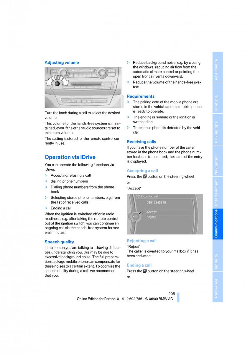 BMW X5 X6 E71 E72 owners manual / page 207