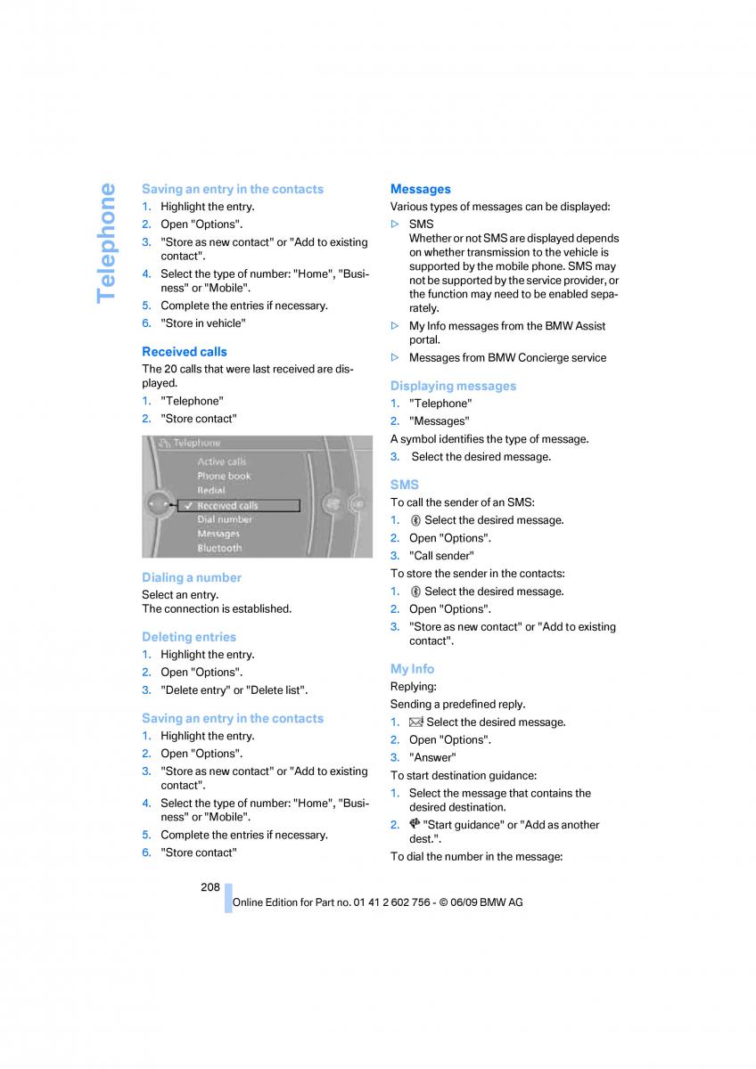 BMW X5 X6 E71 E72 owners manual / page 210