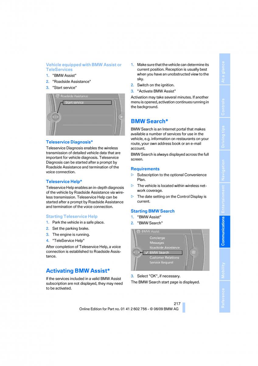 BMW X5 X6 E71 E72 owners manual / page 219