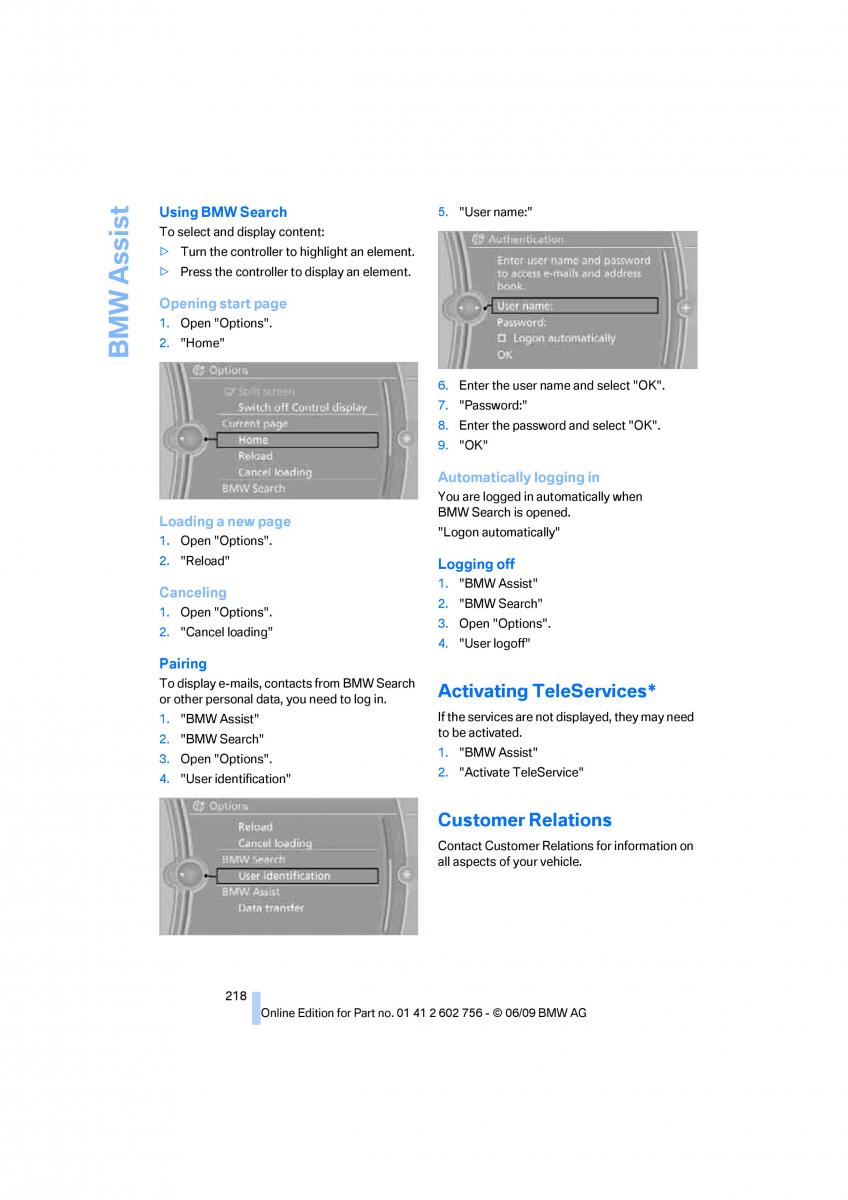 BMW X5 X6 E71 E72 owners manual / page 220