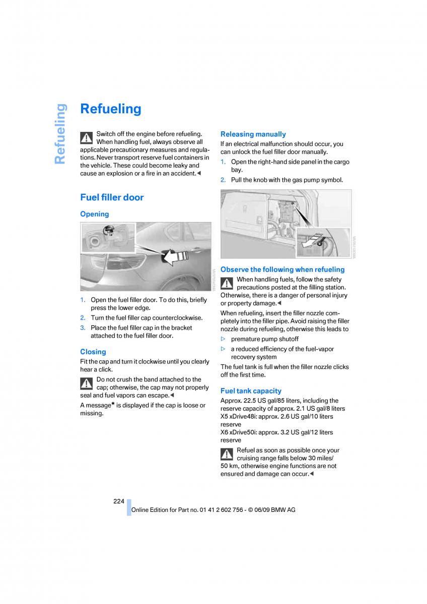 BMW X5 X6 E71 E72 owners manual / page 226