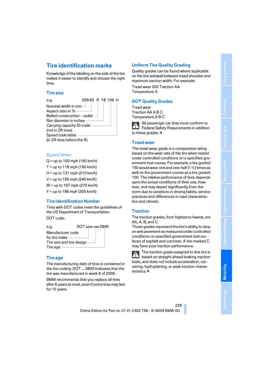 BMW X5 X6 E71 E72 owners manual / page 237