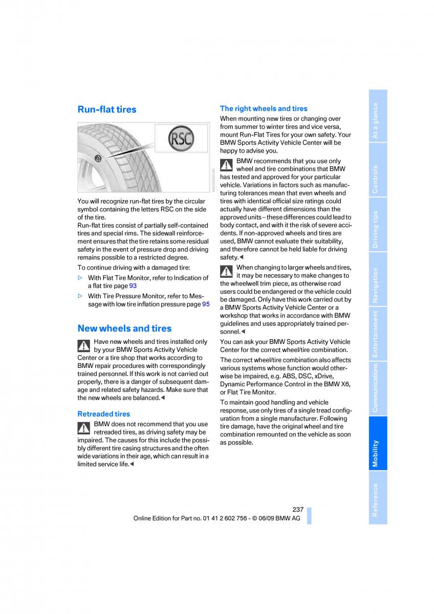 BMW X5 X6 E71 E72 owners manual / page 239