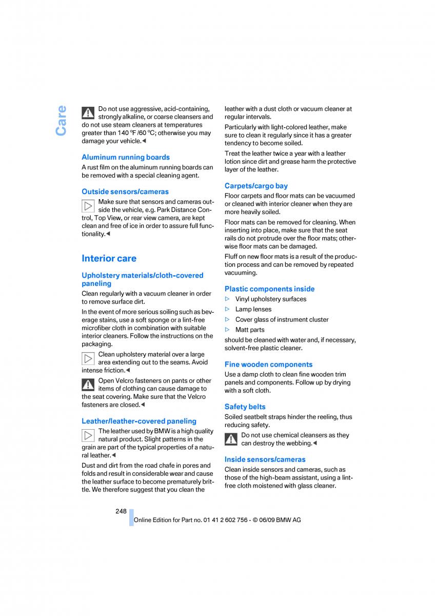 BMW X5 X6 E71 E72 owners manual / page 250